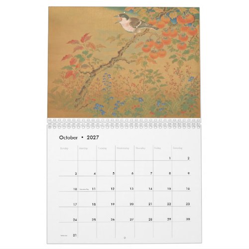 Japanese bird and flower traditional woodblock art calendar