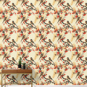 Japanese bird and flowers wallpaper 
