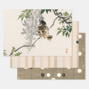 JAPANESE BIRD ON BRANCH GIFT WRAP SHEET