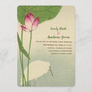 Japanese Bird Watercolor Wedding Invitation
