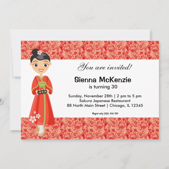 Japanese Birthday theme Invitation (Front)