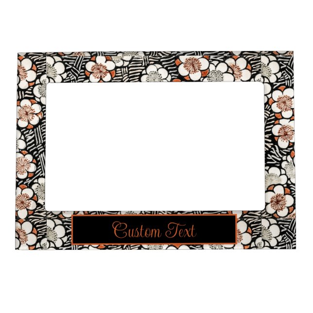 Japanese black and red floral pattern  magnetic frame (Front)