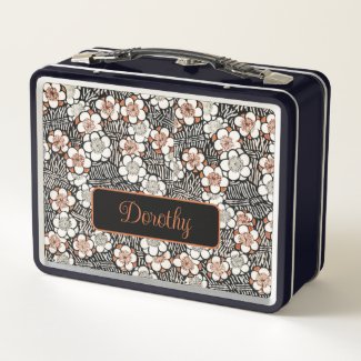 Japanese Black and Red Floral Pattern Personalized
