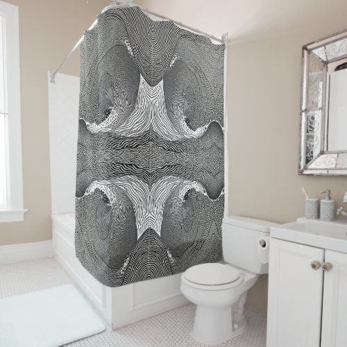 Japanese Black and White Wave Pattern Shower Curta Shower Curtain