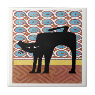 Japanese Black Cat Print Ceramic Tile