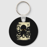 Japanese Black Octopus Vintage Ukiyo-e Art Men Wom Keychain