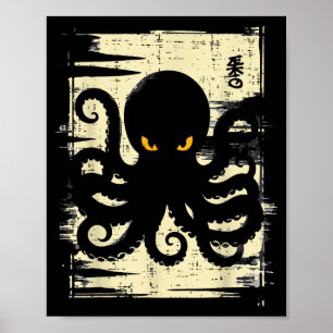 Japanese Black Octopus Vintage Ukiyo-e Art Men Wom Poster