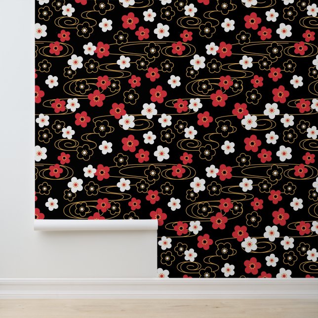 Japanese Black Sakura Cherry Blossom Flowers Wallpaper (Application)