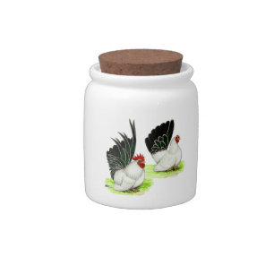 Japanese Black White Bantams Candy Jar