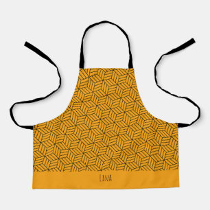 Japanese Black Yellow Minimal Pattern Apron