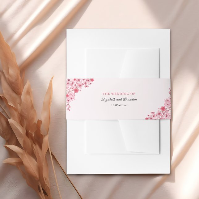 Japanese Blossom Wedding – Pink Floral Invitation Belly Band (Creator Uploaded)