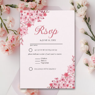 Japanese Blossom Wedding – Pink Floral RSVP Card