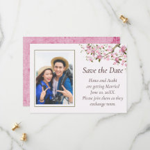 Japanese Blossom Wedding Save The Date Card