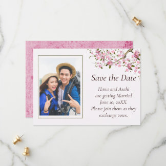 Japanese Blossom Wedding Save The Date Card