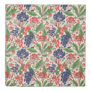 Japanese Blue and Red Berries Duvet Cover
