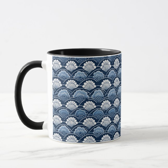 Japanese Blue and White Patterns Mug (Left)