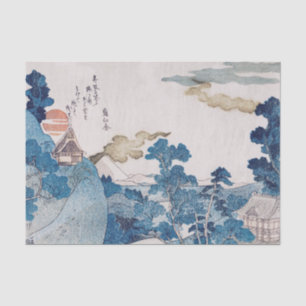 JAPANESE BLUE AND WHITE PRINT OF TOWN TISSUE PAPER
