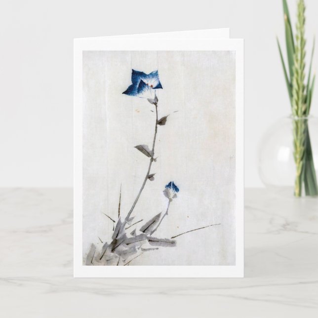 Japanese Blue Bellflower, Hokusai, Ukiyo-e Card (Front)
