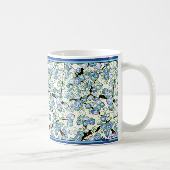 Japanese Blue Blossums - 11 oz Coffee Mug (Right)