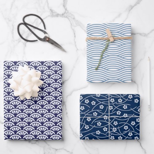 Japanese Blue Sashiko Wrapping Paper
