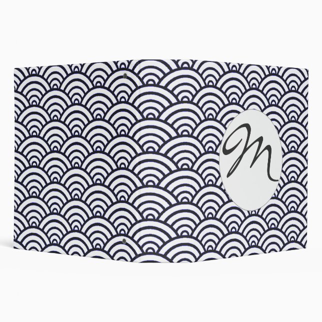 Japanese Blue Waves Seigaiha Sea 3 Ring Binder (Background)