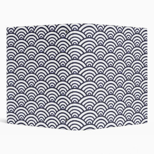 Japanese Blue Waves Seigaiha Sea 3 Ring Binder