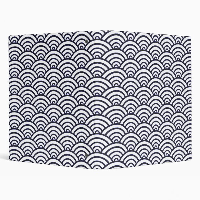 Japanese Blue Waves Seigaiha Sea 3 Ring Binder (Background)
