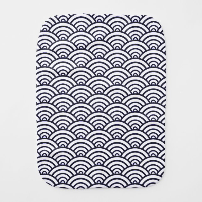 Japanese Blue Waves Seigaiha Sea Baby Burp Cloth (Front)