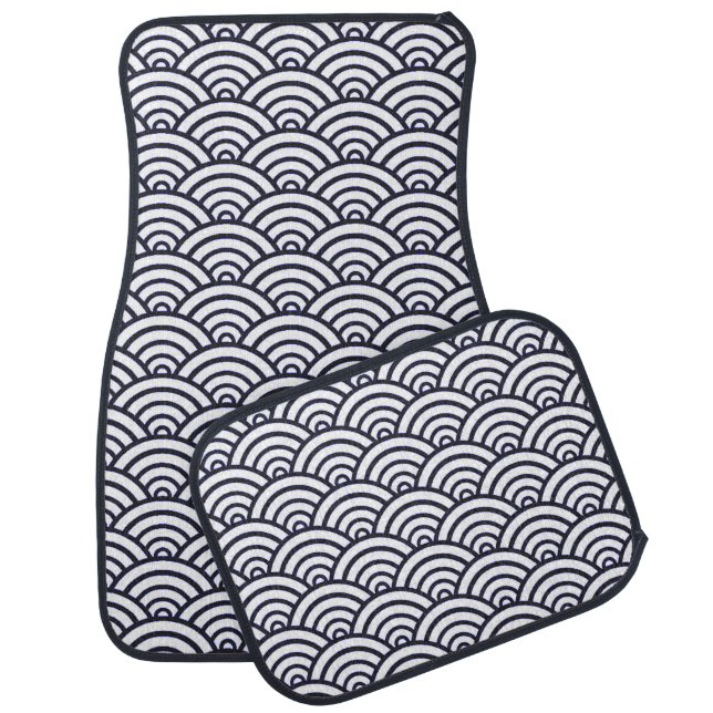 Japanese Blue Waves Seigaiha Sea Car Mat (Set)