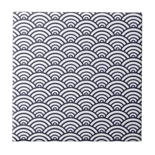 Japanese Blue Waves Seigaiha Sea Ceramic Tile