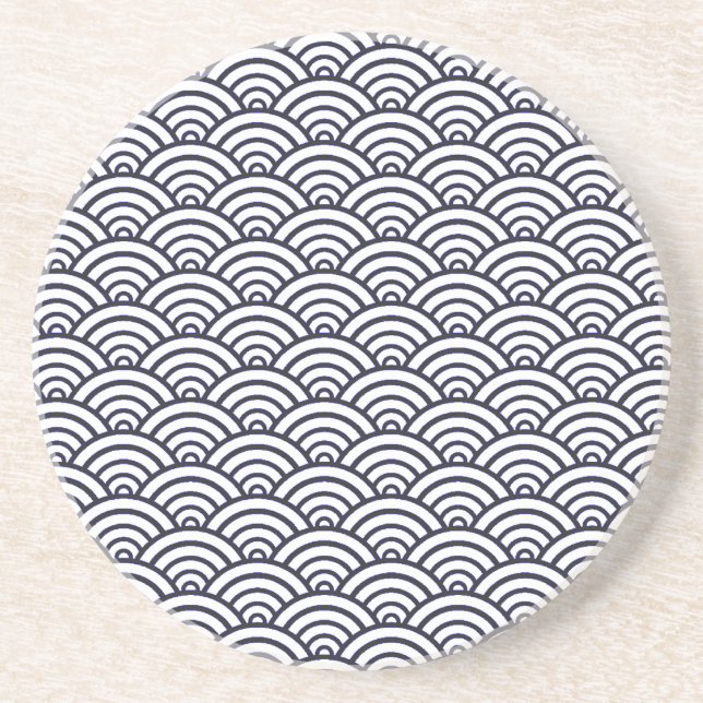 Japanese Blue Waves Seigaiha Sea Drink Coaster (Front)
