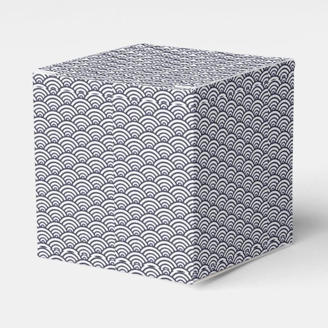 Japanese Blue Waves Seigaiha Sea Favor Boxes (Front Side)