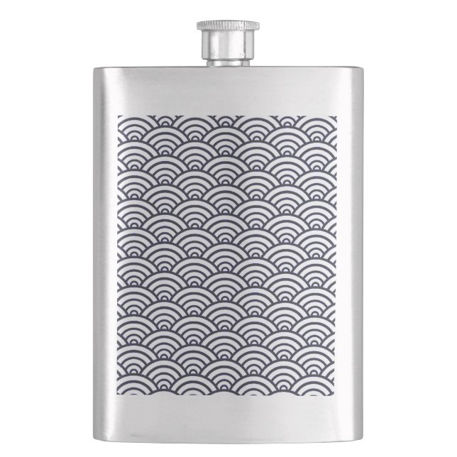 Japanese Blue Waves Seigaiha Sea Flask (Front)