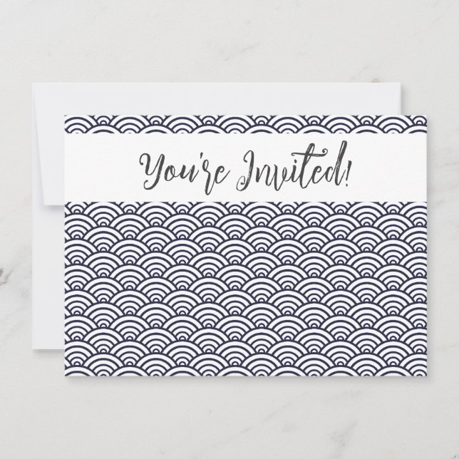 Japanese Blue Waves Seigaiha Sea Invitation (Front)