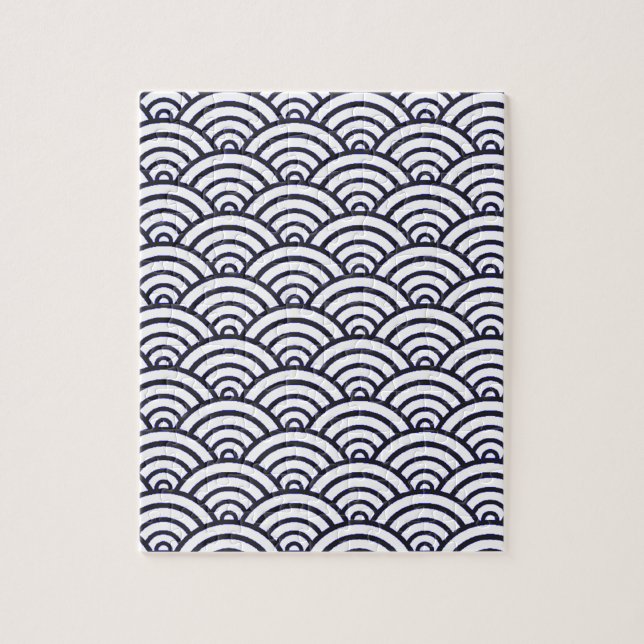 Japanese Blue Waves Seigaiha Sea Jigsaw Puzzle (Vertical)