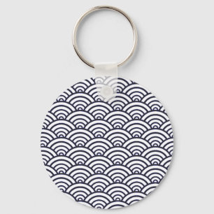Japanese Blue Waves Seigaiha Sea Keychain