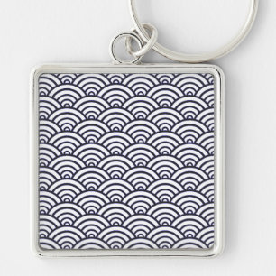 Japanese Blue Waves Seigaiha Sea Keychain