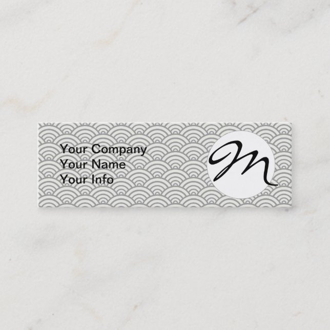 Japanese Blue Waves Seigaiha Sea Mini Business Card (Front)