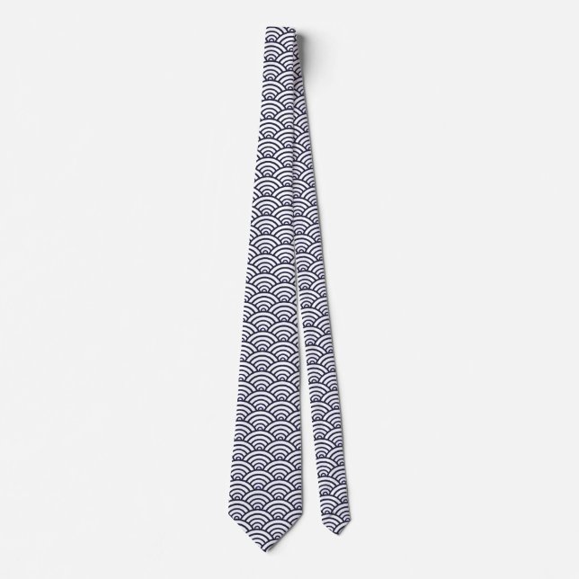 Japanese Blue Waves Seigaiha Sea Neck Tie (Front)