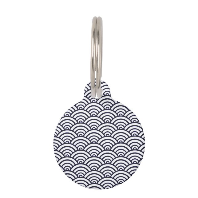 Japanese Blue Waves Seigaiha Sea Pet ID Tag (Front)