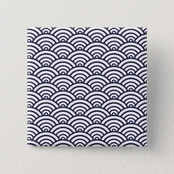 Japanese Blue Waves Seigaiha Sea Pinback Button by antiqueart at Zazzle