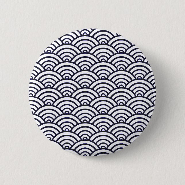 Japanese Blue Waves Seigaiha Sea Pinback Button (Front)