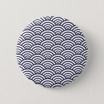 Japanese Blue Waves Seigaiha Sea Pinback Button by antiqueart at Zazzle