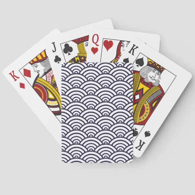 Japanese Blue Waves Seigaiha Sea Poker Cards (Back)