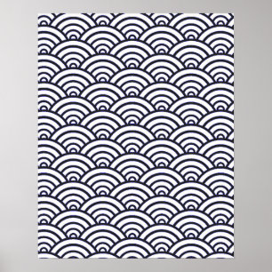 Japanese Blue Waves Seigaiha Sea Poster