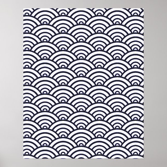Japanese Blue Waves Seigaiha Sea Poster (Front)