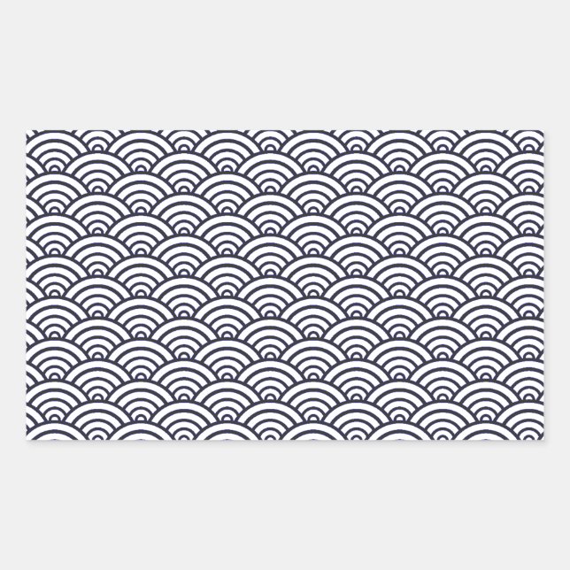 Japanese Blue Waves Seigaiha Sea Rectangular Sticker (Front)