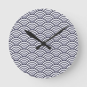 Japanese Blue Waves Seigaiha Sea Round Clock