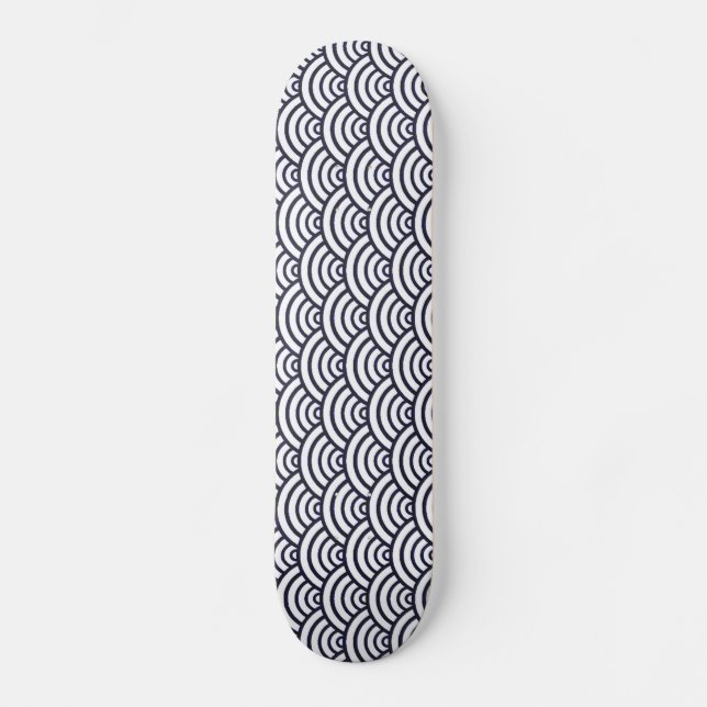 Japanese Blue Waves Seigaiha Sea Skateboard Deck (Front)