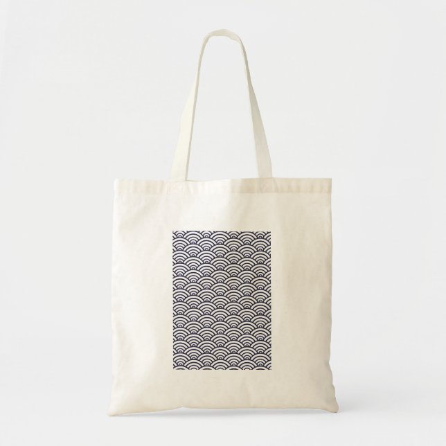 Japanese Blue Waves Seigaiha Sea Tote Bag (Front)
